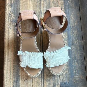 See by Chloe Cream and Tan Fringe Wedges